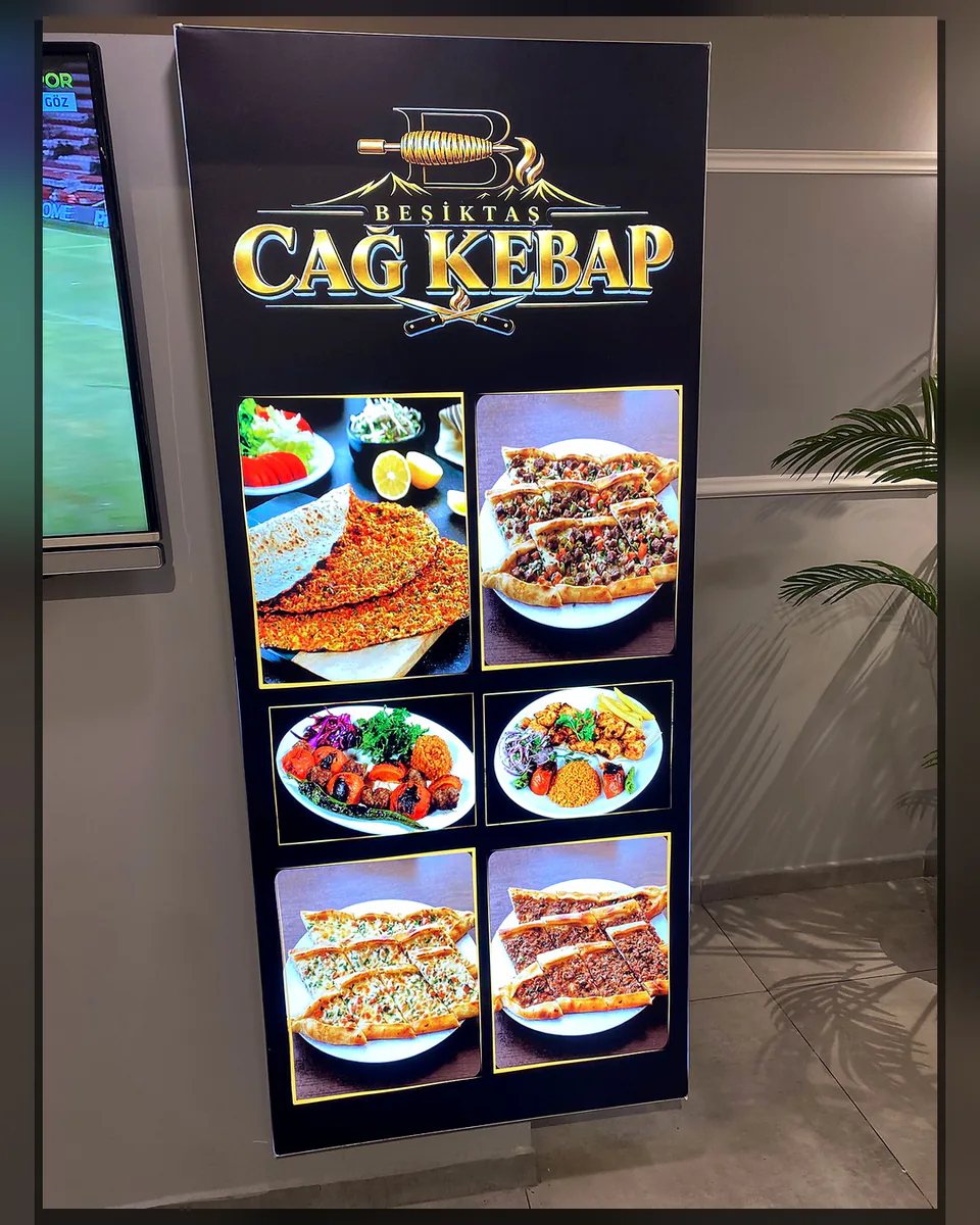OVEC Reklam tarafından uygulanan ışıklı kutu harf, menü panosu ve cephe uygulaması - Çağ Kebap — Işıklı kutu harf detayı