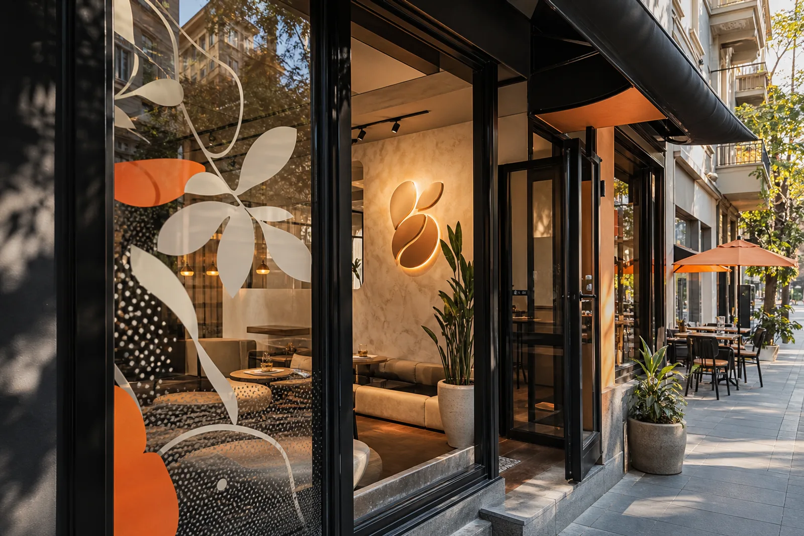 Vitrin giydirme cafe — OVEC Reklam uygulaması